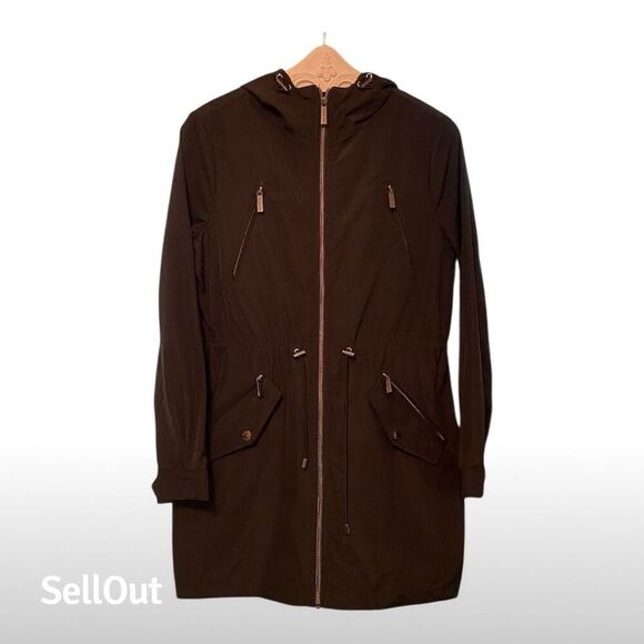 Michael Kors Women's Hooded Jacket Size S Mid-Length Casual Zip Pockets - Picture 1 of 3